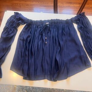 Socialite Blue Smocked Long Sleeve Blouse